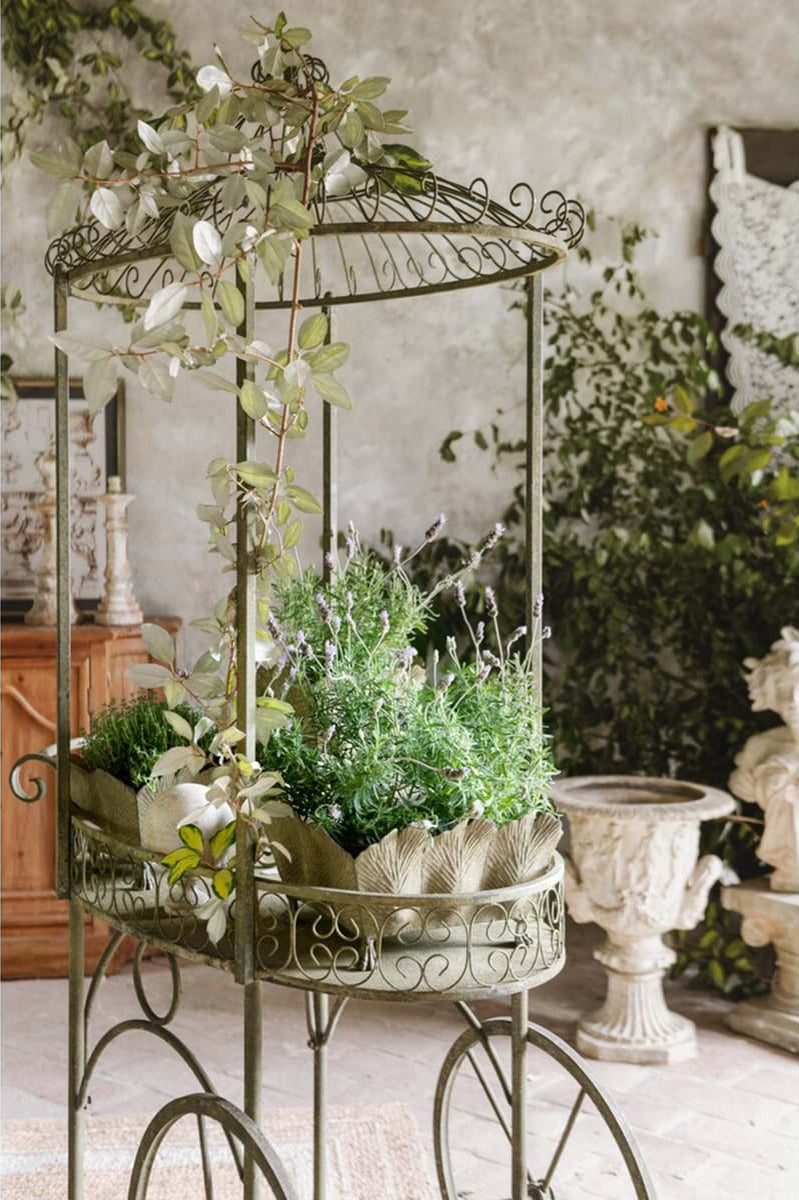 BLANC MARICLÒ Carretto Porta Piante in Metallo "GIARDINO SEGRETO"