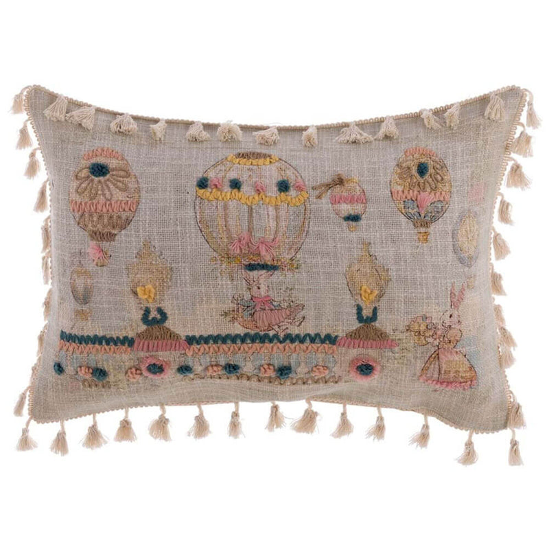 BLANC MARICLÒ Cuscino Rettangolare con Nappe e Stampa Pasquale "ROCOCO COLLECTION"