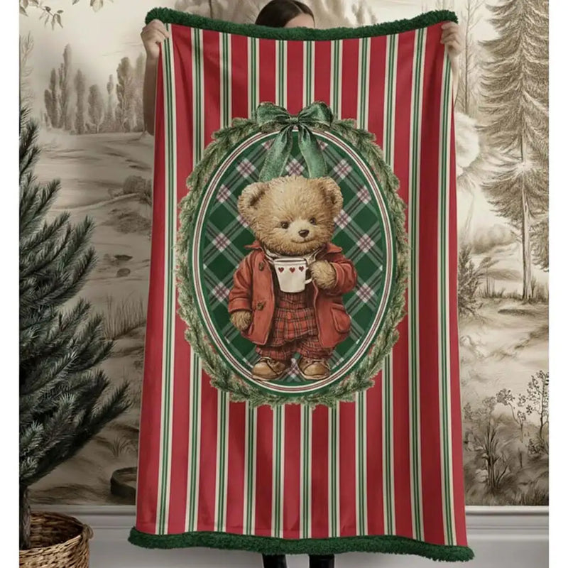 BLANC MARICLÒ Plaid Natalizio Sherpa Con Orsetto 150 × 220 Cm