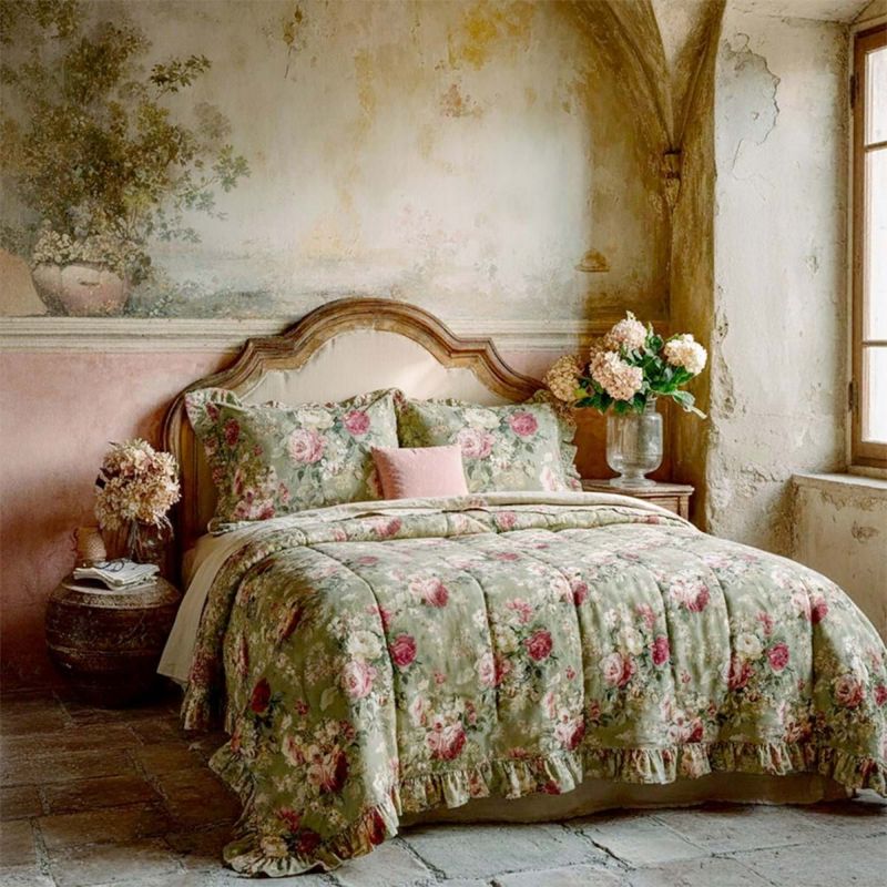BLANC MARICLÒ Trapunta Matrimoniale “ROSA ROYALE” Con Gala E 2 Federe 260 × 260 Cm