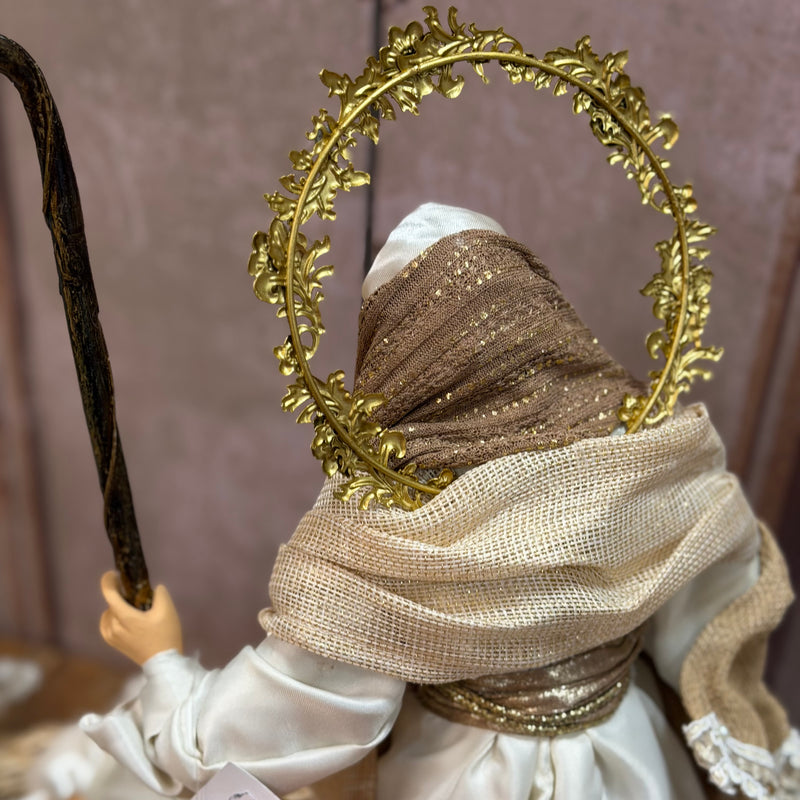 FIORI DI LENA Natività Sacra Famiglia Con Abiti Avorio E Dettagli Dorati
