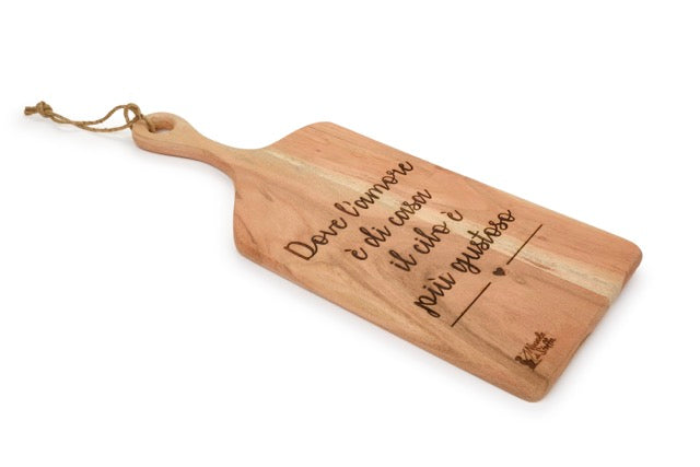NUVOLE DI STOFFA Tagliere in Legno di Acacia con Scritta "DOVE L'AMORE È DI CASA..."