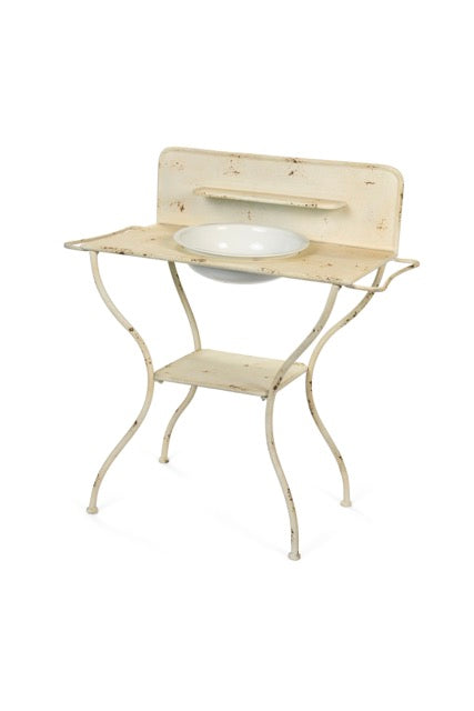 NUVOLE DI STOFFA Mobile Toilette Vintage in Metallo con Catino