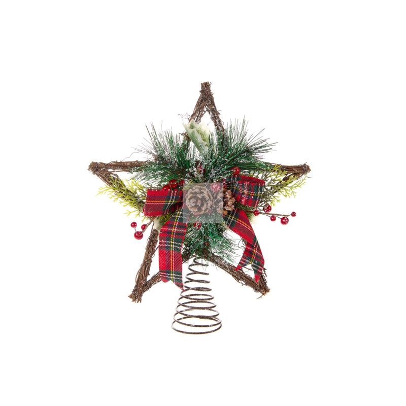 NUVOLE DI STOFFA Puntale Stella Con Fiocco Tartan