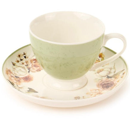 NUVOLE DI STOFFA Tazza Colazione con Piattino " FLOWER GARDEN "