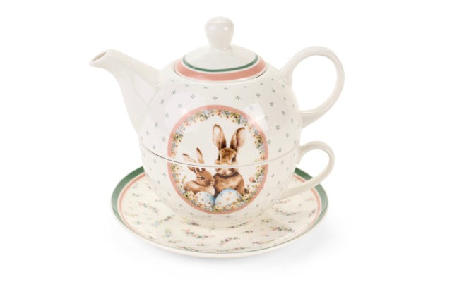 NUVOLE DI STOFFA Tea for One in Porcellana con Coniglietto e Scatola "PEPEN"