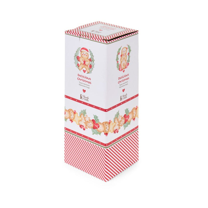 NUVOLE DI STOFFA Set 4 Tazze in Porcellana "DELICIOUS CHRISTMAS" con Espositore — in Scatola Regalo