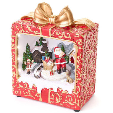 NUVOLE DI STOFFA Carillon Pacchetto Regalo Rosso con Babbo Natale