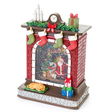 NUVOLE DI STOFFA Carillon Caminetto con Babbo Natale e Led