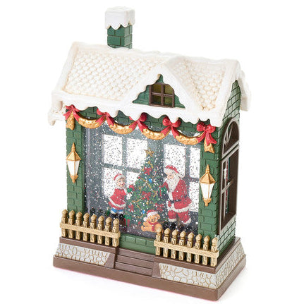 NUVOLE DI STOFFA Carillon Casa con Led e Neve Babbo e Bimba