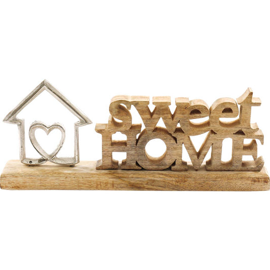 Scritta Sweet Home In Legno Con Casetta In Alluminio Boltze