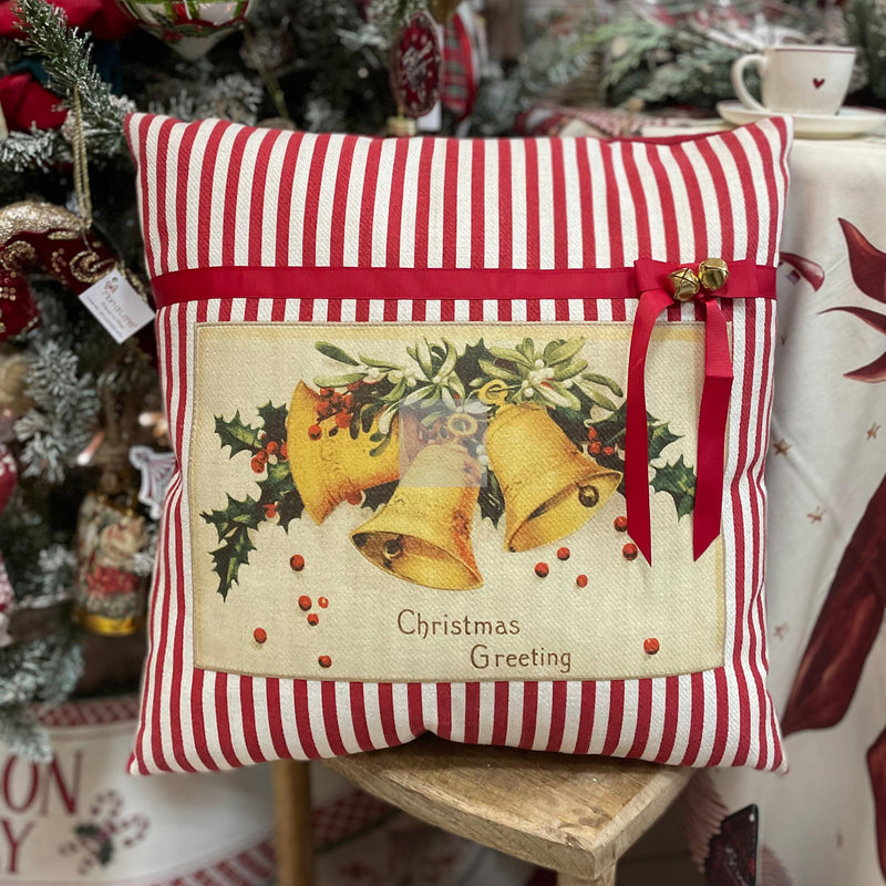 BLANC MARICLÒ Cuscino Natalizio A Righe Con Campane