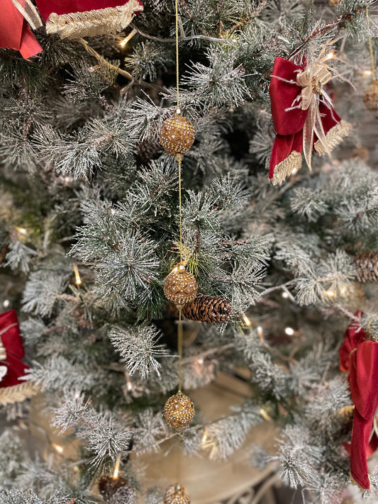 Ghirlanda di Natale con sfere di cristallo dorato e strass Fiori di Lena