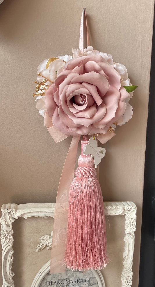 Nappa decorativa 38cm rosa Fiori di Lena