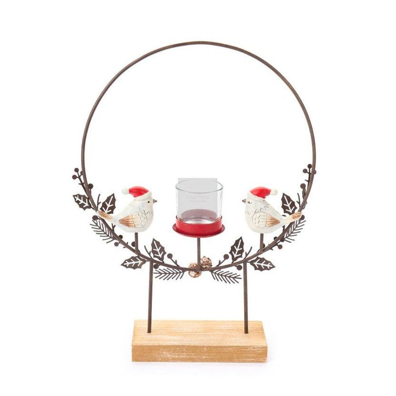 NUVOLE DI STOFFA Porta Tealight In Metallo Su Piedistallo con Uccellini