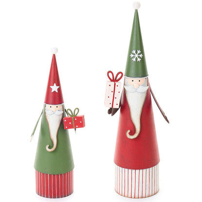 NUVOLE DI STOFFA Set/2 Babbi Natale in Metallo con Pacchetto