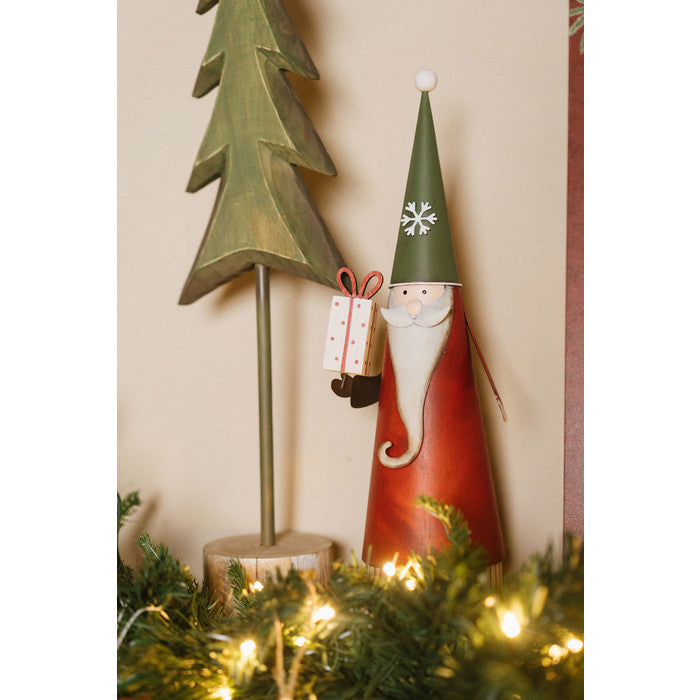 NUVOLE DI STOFFA Set/2 Babbi Natale in Metallo con Pacchetto