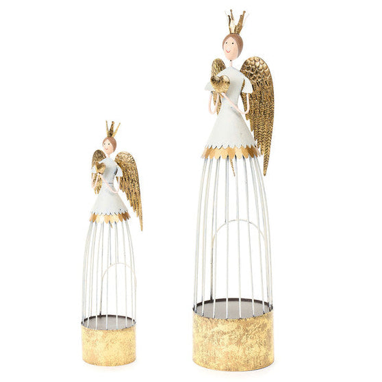 NUVOLE DI STOFFA Set da 2 Angeli Portacandela Forato