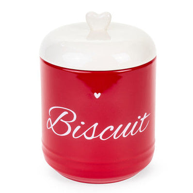 NUVOLE DI STOFFA Biscottiera Rosso in Porcellana con Scritta