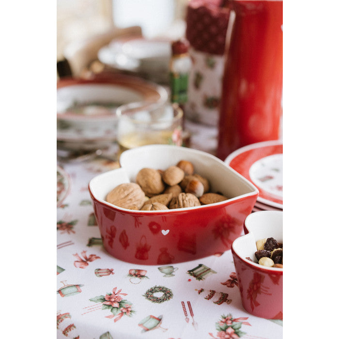 NUVOLE DI STOFFA Set 2 Ciotole Cuore Rossa in Porcellana