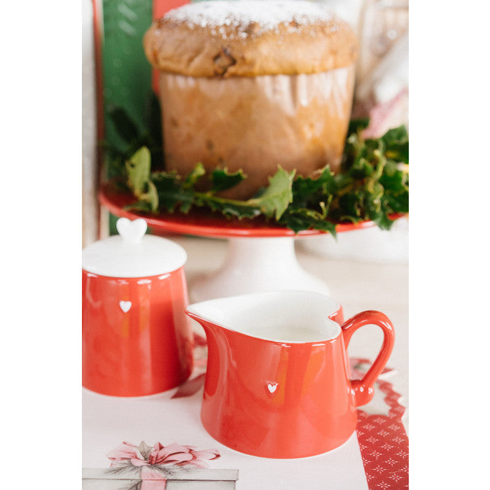 NUVOLE DI STOFFA Lattiera Cuore in Porcellana Rossa