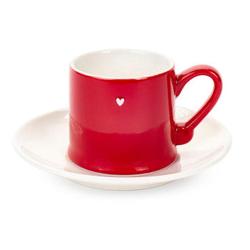 NUVOLE DI STOFFA Set 2 Tazzine Rosse in Porcellana con Piattino