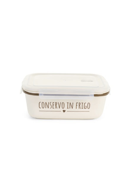 NUVOLE DI STOFFA Contenitore con Tappo e Scritta "CONSERVO IN FRIGO"