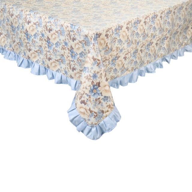 NUVOLE DI STOFFA Tovaglia Plastificata con Fiori "CELESTE AZZURRO"