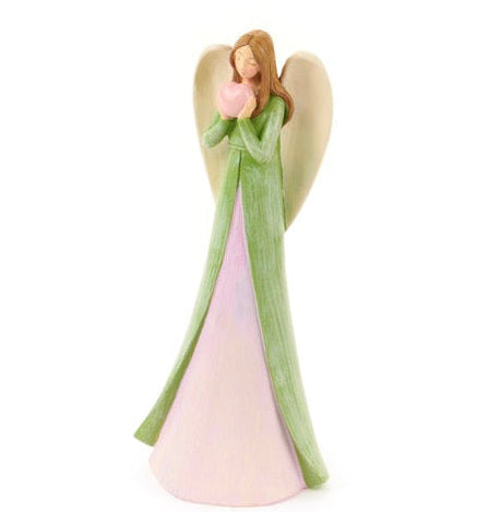 NUVOLE DI STOFFA Angelo in Resina con Fiori e Cuore