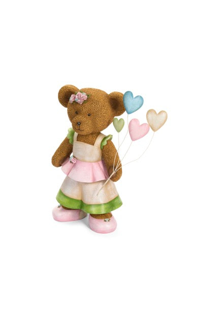 NUVOLE DI STOFFA Orsa con Cuori "SWEET BEAR" Resina