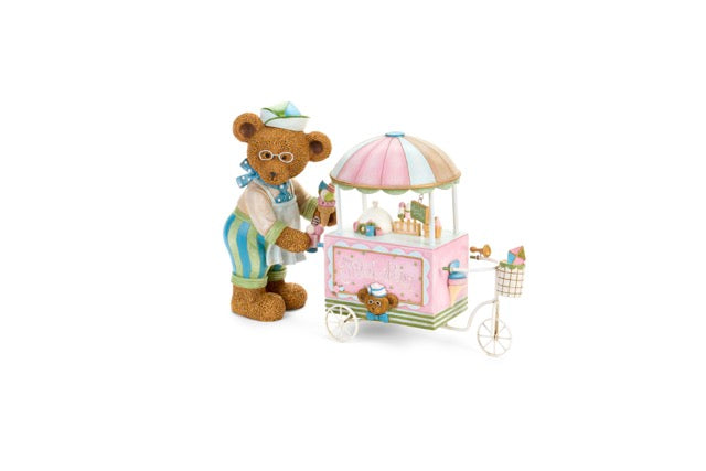 NUVOLE DI STOFFA Orsetto con Carretto dei Gelati "SWEET BEAR" Resina