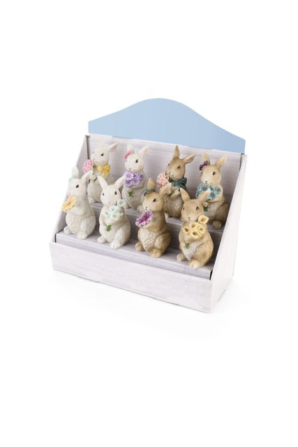 NUVOLE DI STOFFA Coniglietti con Fiori  in Resina