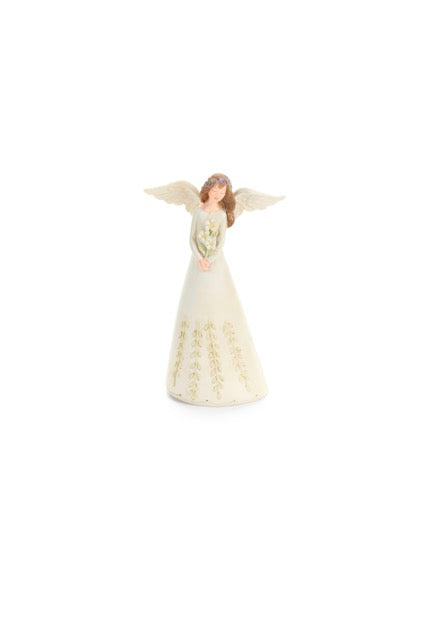 NUVOLE DI STOFFA Angelo in Resina con Vestito Floreale Shabby Chic