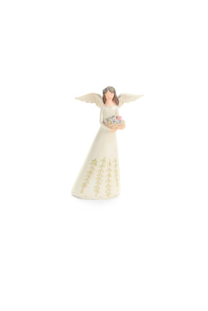 NUVOLE DI STOFFA Angelo in Resina con Vestito Floreale Shabby Chic