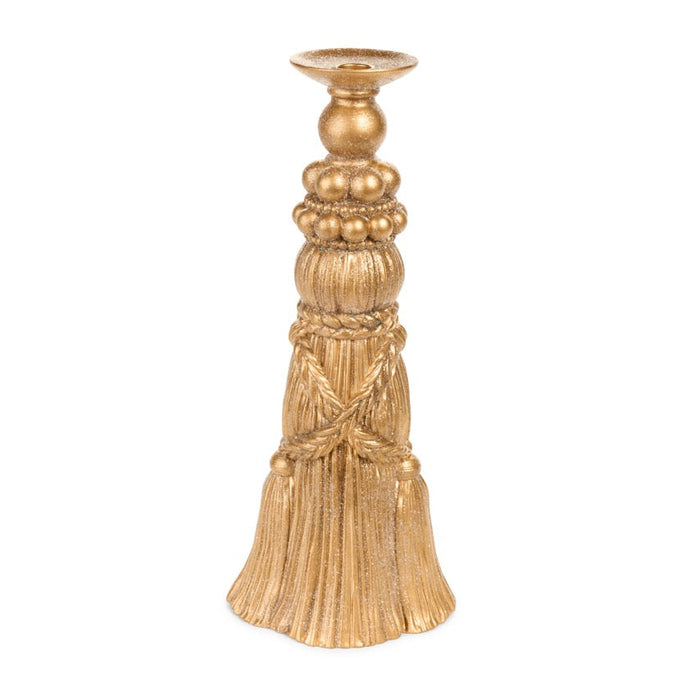 NUVOLE DI STOFFA Portacandela Natalizio Dorato Con Nappe 40 Cm