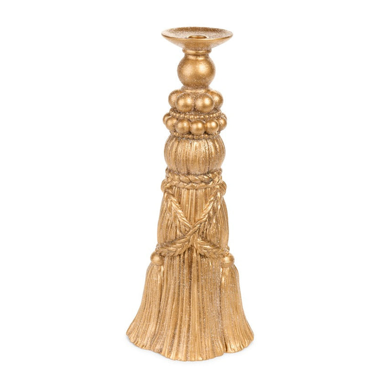 NUVOLE DI STOFFA Portacandela Natalizio Dorato Con Nappe 40 Cm