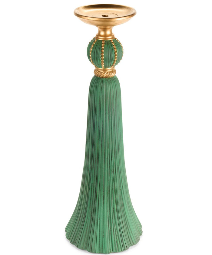 NUVOLE DI STOFFA Portacandela Natalizio Verde Con Treccia Dorata 80 Cm