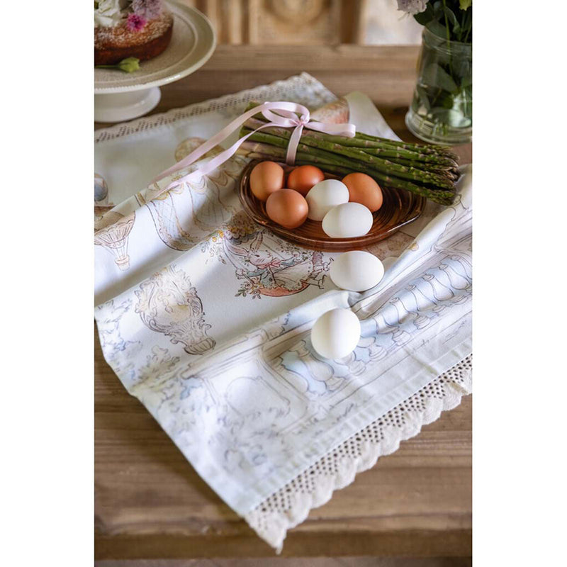 BLANC MARICLÒ Canovaccio in Cotone con Stampa Pasquale " ROCOCO COLLECTION"