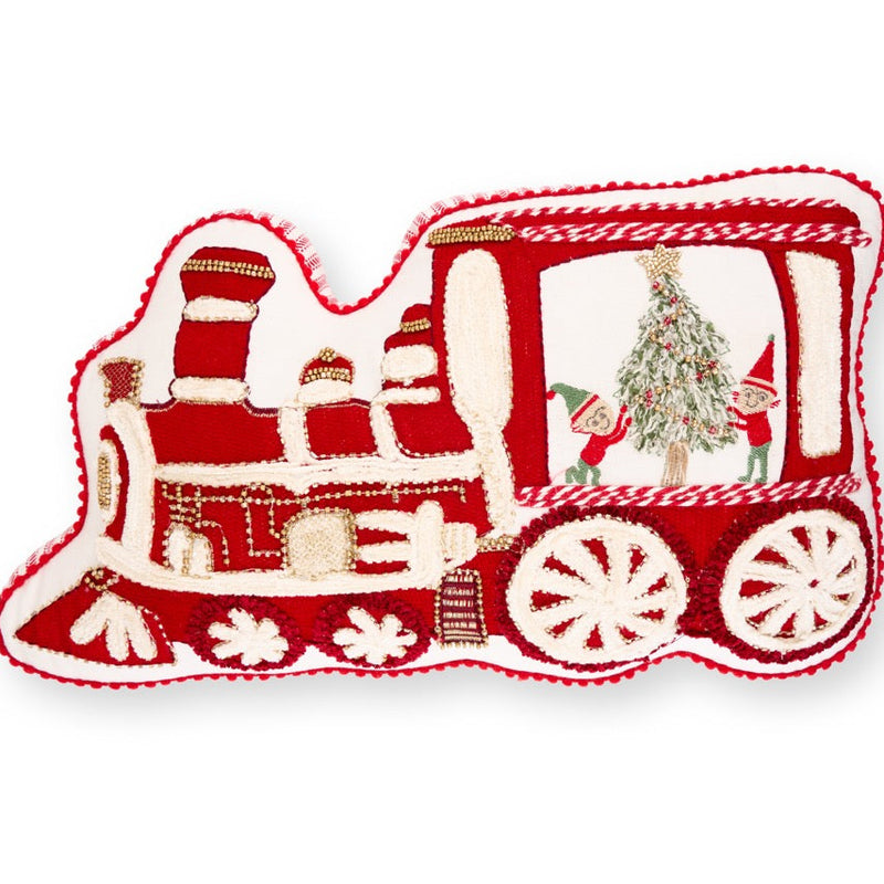 NUVOLE DI STOFFA Cuscino Sagomato Trenino Natalizio "VINTAGE TOYS" 30x45 cm