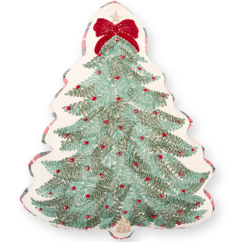 NUVOLE DI STOFFA Cuscino Sagomato Albero di Natale "VINTAGE TOYS" 30x45 cm