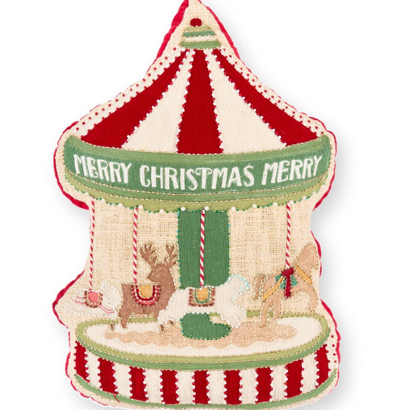 NUVOLE DI STOFFA Cuscino Sagomato Giostra Natalizia "VINTAGE TOYS" 30x45 cm