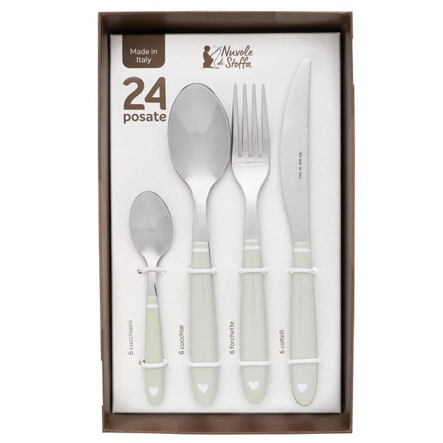 NUVOLE DI STOFFA Set 24 Posate Verdi " DEMETRA "