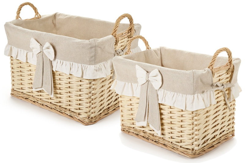 NUVOLE DI STOFFA Set/2 Ceste In Vimini con Manici