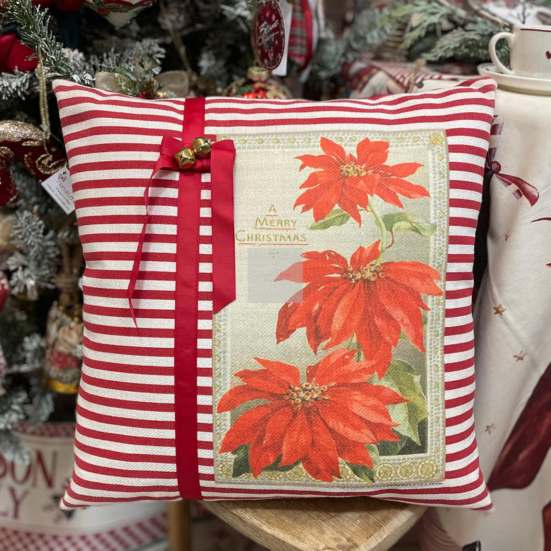 BLANC MARICLÒ Cuscino con Campanelli e Stampa Stelle Di Natale