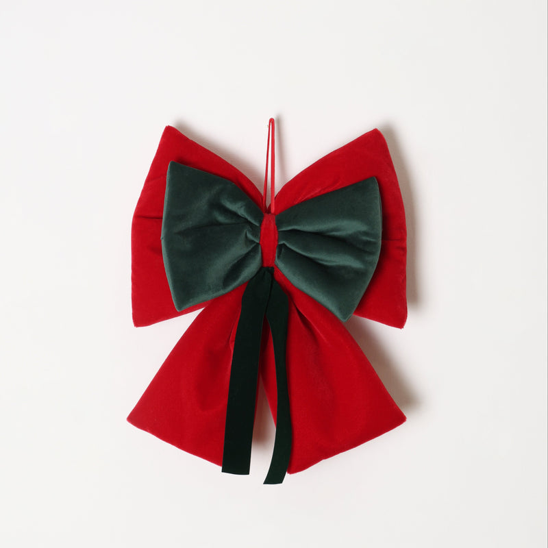 FIORI DI LENA Decoro Fiocco Medio in Velluto Rosso o Verde