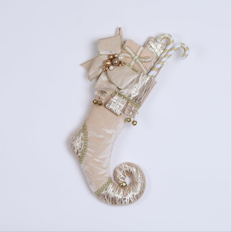 FIORI DI LENA Calza Avorio in Velluto con Doni Fiocco e Campanelli