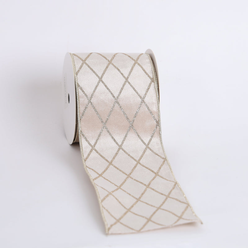 FIORI DI LENA Nastro in Velluto Nude con Glitter Geometrico