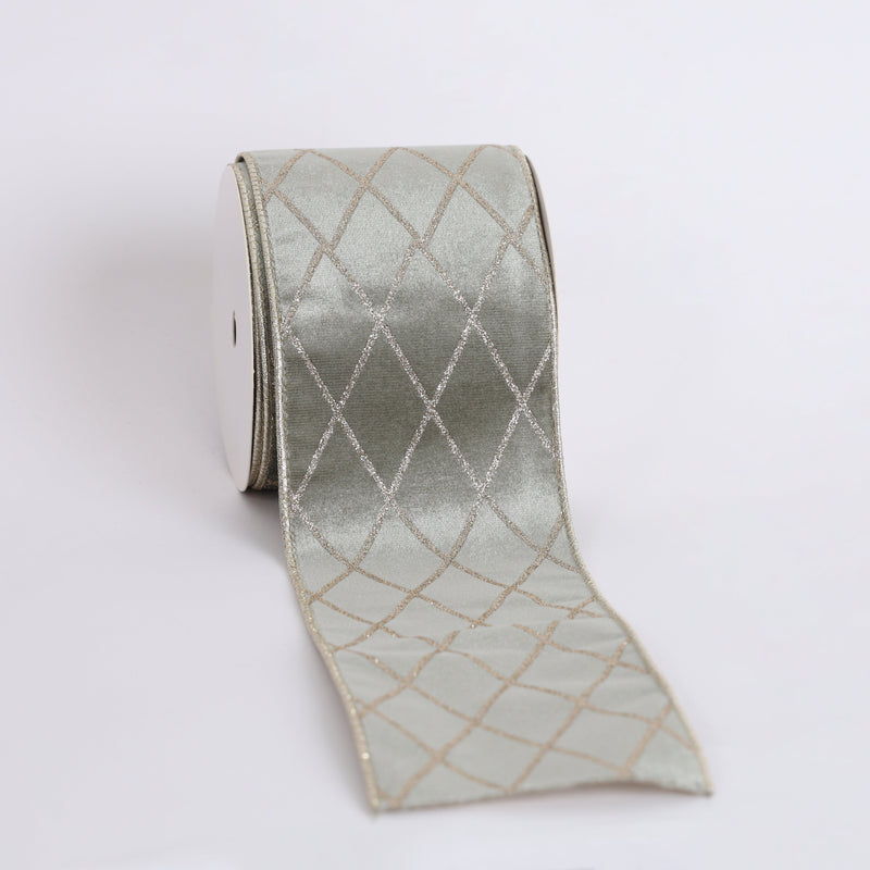 FIORI DI LENA Nastro in Velluto Acquamarina con Glitter Geometrico