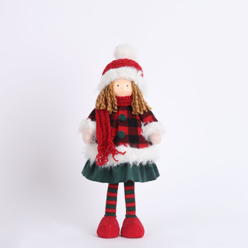 FIORI DI LENA Bimba Natalizia con Abito Scozzese Verde e Rosso
