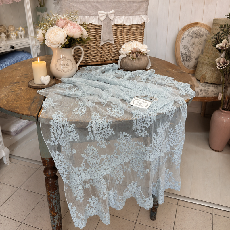CHEZ MOI Runner in Pizzo "VOLANT FLORA" Polvere